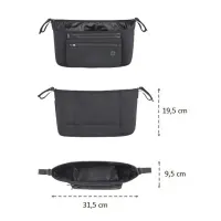 Organizator pentru carucior Petite&Mars Pocket Zip Black foto