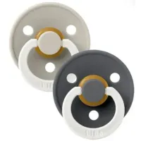 Set 2 suzete rotunde din latex fosforescente BIBS Colour Glow Sand/Iron (0-6 luni) foto