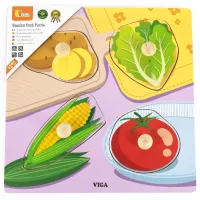 Puzzle din lemn cu buton „Legume"