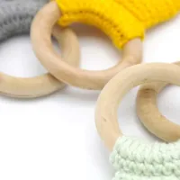 Хлопковая игрушка для прорезывания зубов с деревянным кольцом BabyJem Yellow