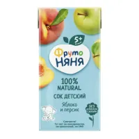 ФрутоНяня suc din mere si piersici 200 ml. (5 m+)ФН Сок яблочно-персиковый неос