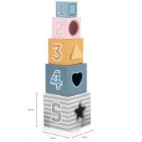 Piramidă - cuburi din lemn "Sortăm și construim"
