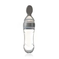 Ложка с резервуаром для младенцев BabyJem Squeeze Grey с защитным колпачком, 90 мл