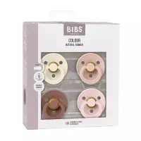 Set 4 suzete rotunde din latex BIBS Ivory/Blush/Woodchuck/Blossom (0-6 luni) foto