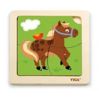 Mini-puzzle din lemn "Cal"