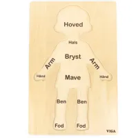 Puzzle din lemn cu buton "Băiețel - Descoperim părțile corpului", 11 elem.
