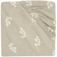 Простыня на резинке Jollein Jersey Twig Olive Green, 120x60 см