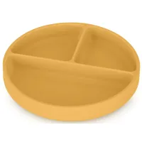 Farfurie compartimentata rotunda din silicon Petite&Mars Take&Match Intense Ochre foto