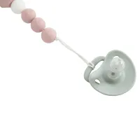 Lantisor pentru suzeta din silicon si lemn Premaman Pink