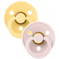 Set 2 suzete rotunde din latex BIBS Colour Pale Butter/Petal (6-18 luni) foto