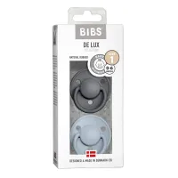 Набор из 2 круглых латексных пустышек BIBS De Lux Iron/Baby Blue (0-6 мес.) foto
