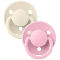 Set 2 suzete rotunde din latex BIBS De lux Ivory/Baby Pink (0-6 luni) foto