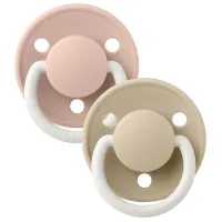 Набор из 2 круглых силиконовых пустышек BIBS De Lux Glow Blush/Vanilla (0-36 мес.) foto