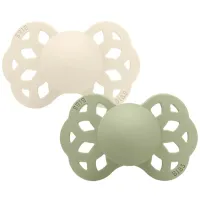 Set 2 suzete simetrice din silicon BIBS Infinity Ivory/Sage (0-6 luni) foto
