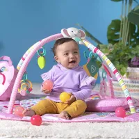 Salteluta de activitati Bright Starts 5 in 1 Gym & Ball Pit Rainbow Tropics foto