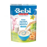 bebi premium terci de hrisca cu lapte, mere si caise (5 m+) 200 gr.