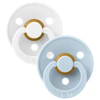 Set 2 suzete rotunde din latex BIBS Colour White/Baby Blue (6-18 luni) foto
