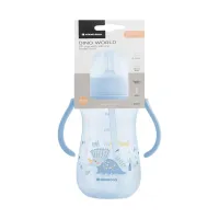 Cana cu pai KikkaBoo Dino World Blue, 300 ml foto
