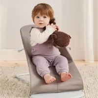 Balansoar BabyBjorn Bliss Sand Grey cu aspect delicat de petala, Bumbac foto