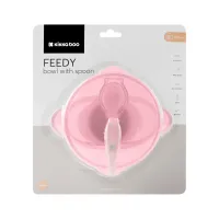 Bol cu ventuza si lingura KikkaBoo Feedy Pink foto