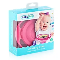 Bol multifunctional cu capac si rotire 360 grade BabyJem Amazing Bowl Roz foto
