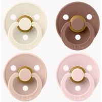 Set 4 suzete rotunde din latex BIBS Ivory/Blush/Woodchuck/Blossom (0-6 luni) foto