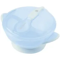 Bol cu ventuza si lingura KikkaBoo Feedy Blue foto