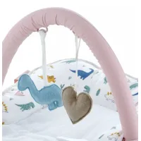 Saltea multifunctionala BabyJem Sit and Play Roz cu bara de jucarii foto
