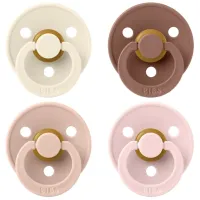 Set 4 suzete rotunde din latex BIBS Ivory/Blush/Woodchuck/Blossom (6-18 luni) foto