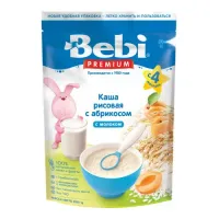 bebi premium terci de orez cu lapte si caise (4 m+) 200 gr.