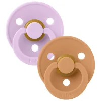 Set 2 suzete rotunde din latex BIBS Colour Violet Sky/Pumpkin (0-6 luni) foto