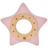 Jucarie pentru dentitie din lemn cu silicon KikkaBoo Star Pink foto
