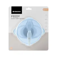 Bol cu ventuza si lingura KikkaBoo Feedy Blue foto