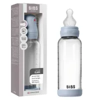 Biberon din sticla anticolici BIBS Baby Blue cu tetina din silicon 3+ luni, 240 ml foto
