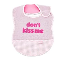 Baveta din bumbac BabyJem Don't Kiss Me Roz foto