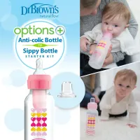Переходная бутылочка с узким горлом Dr. Brown's Options+ Розовая, 250 мл foto