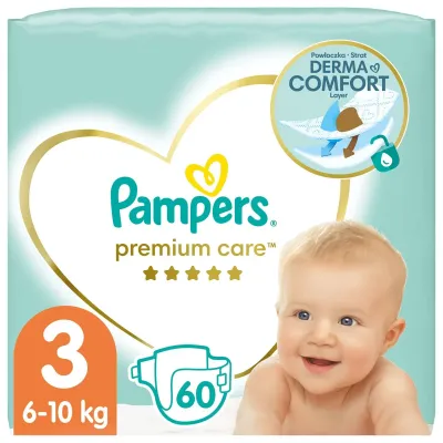 Scutece Pampers Premium Care 3 (6-10 kg), 60 buc.