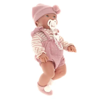 Păpușa bebeluș Mia Pipi in haine roz, cu plapuma 42 cm, 48313