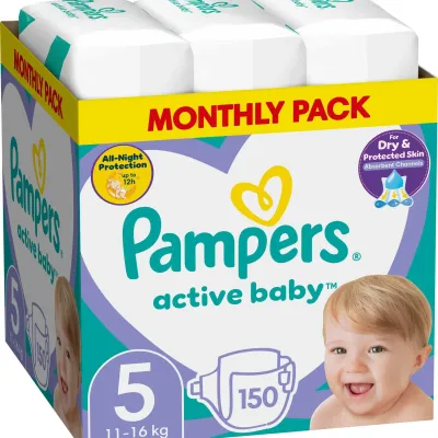 Scutece Pampers Active Baby 5 Junior XXL Box (11-16 kg), 150 buc