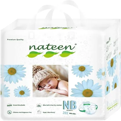 Scutece Eco-Friendly Bebeluși Nateen Premium Nr.1 2–5 kg (20 bucăți) | Super absorbante & Eco-Friend