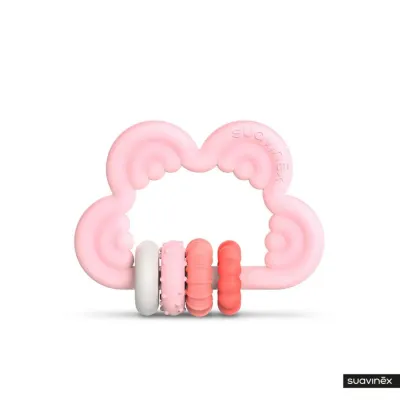 Suavinex  Jucărie de dentiție din silicon cu zornăitoare STEP 3/roz (8426420079556)