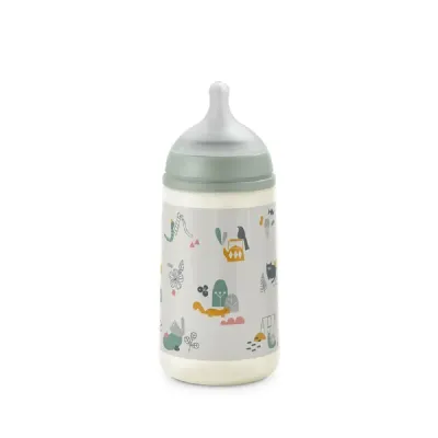 Suavinex   Biberon, 270 ml, tetină fiziologică, debit mediu, „ "A walk in the park"”/verde 308319