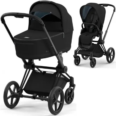 Cărucior 2 în 1 Cybex Priam Style Collection Sepia Black, șasiu Matt Black 
