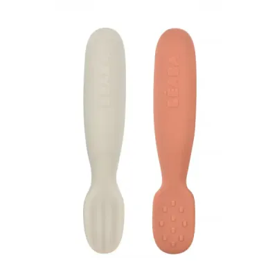 Set linguri silicon Beaba Terracotta/Velvet Grey, 2 buc.