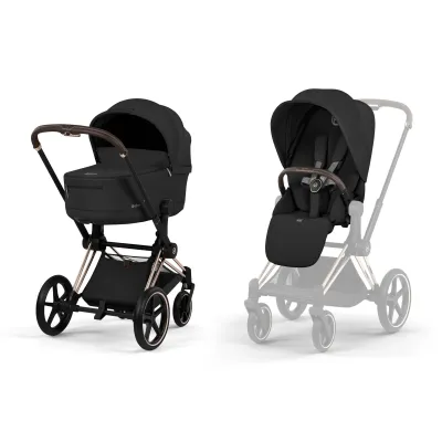Carucior 2 in 1 Cybex Priam V colectia Platinum 2026 - Sepia Black, șasiu Rose Gold