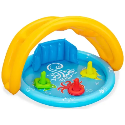 Bestway Piscină gonflabilă pentru copii cu baldachin Scoica de mare 115x89x76 cm, 45 L, de la 6 luni - Preț, Recenzii și Cumpărare Online
