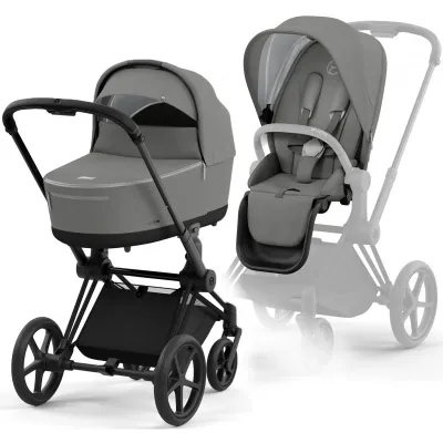 Cărucior 2 în 1 Cybex Priam Mirage Grey, șasiu Matt Black - Preț, Recenzii și Cumpărare Online