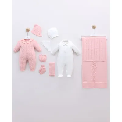 Leo King Newborn GIRL Set Of 7 Pieces - Wool SOMON Pink / 3448 0-3 luni