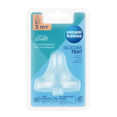 canpol 21/720 tetina din silicon rotunda lenta "easystar" (3 luni+) 1buc