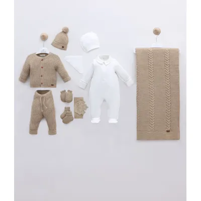 Leo King Baby Boy Newborn Set Of 9 Pieces - Beige 3454 0-3 luni